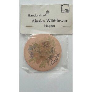 Handcrafted Alaska Wildflower Magnet With Real Pressed Flowers